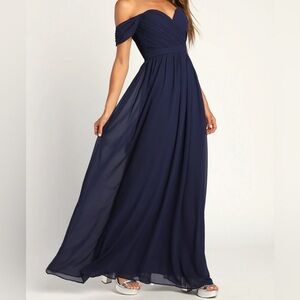 These Nights Navy Blue Cap Sleeve Sweetheart Maxi Dress